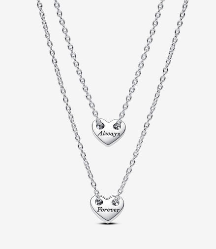 Pandora Moments Forever & Always Splittable Heart Collier Necklaces