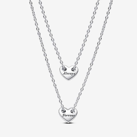 Pandora Moments Forever & Always Splittable Heart Collier Necklaces