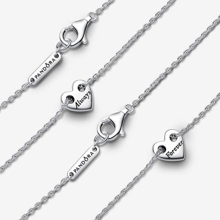 Pandora Moments Forever & Always Splittable Heart Collier Necklaces