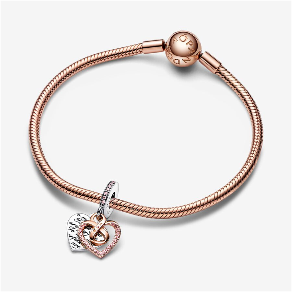 Pandora Moments Two-Tone Infinity Mom Heart Double Dangle Charm