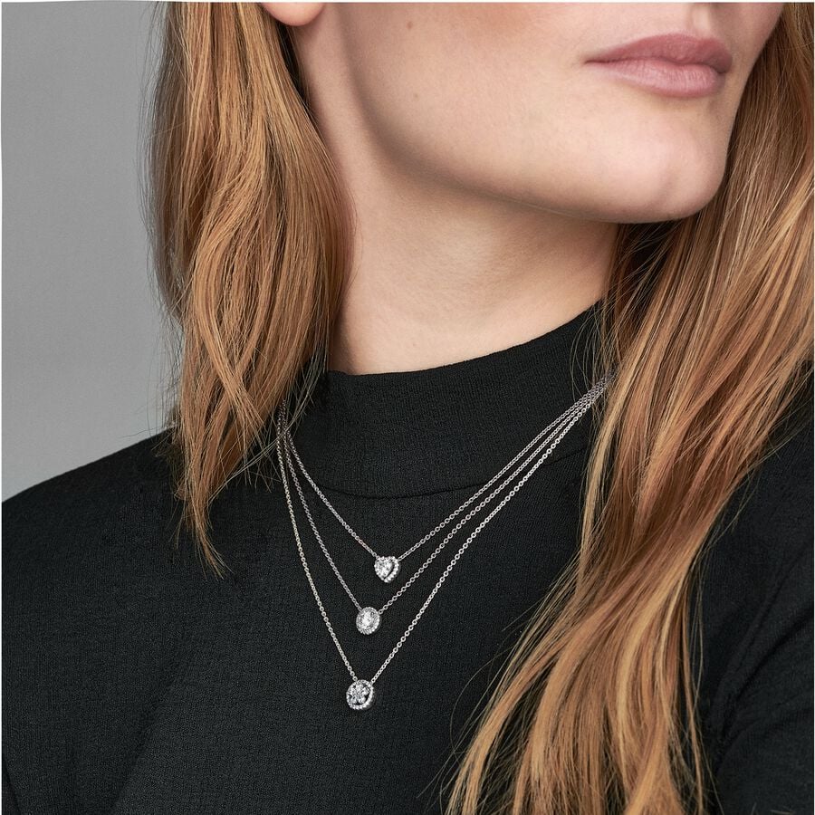 Pandora Timeless Elevated Clear Heart Necklace