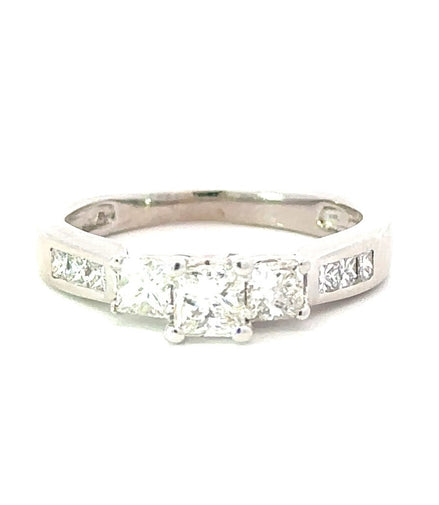 14K White Gold 1 CTW Diamond Three Stone Engagement Ring