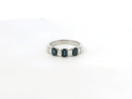 14K White Gold Sapphire and Diamond Fashion Ring