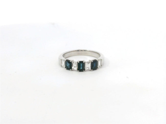 14K White Gold Sapphire and Diamond Fashion Ring