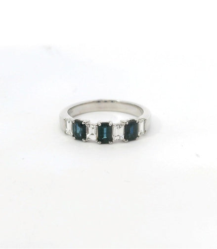 14K White Gold Sapphire and Diamond Fashion Ring
