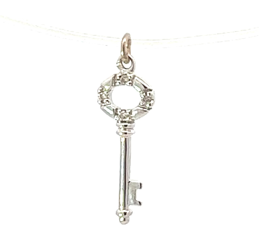 14Kw .02Ct Diamond Key Charm