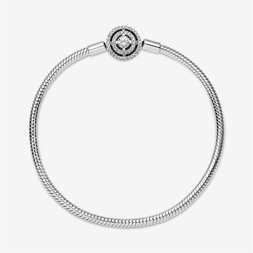 Pandora Moments Sparkling Halo Snake Chain Bracelet Size 19