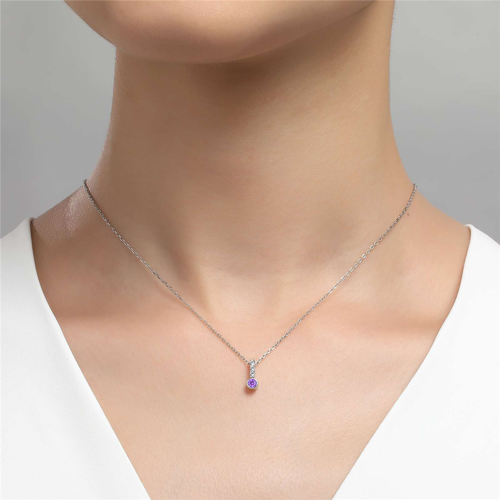 Lafonn 0.17 CTW Simulated Diamond And Simulated Amethyst February Birthstone Love Pendant