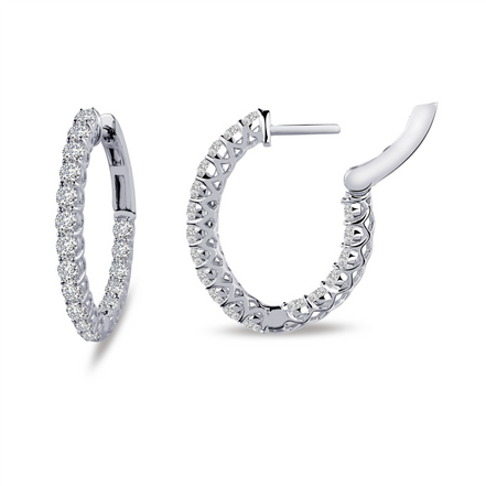 Lafonn Simulated Diamond 16 MM x 20 MM Oval Inside/Out Hoop Earrings