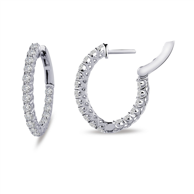 Lafonn Simulated Diamond 16 MM x 20 MM Oval Inside/Out Hoop Earrings