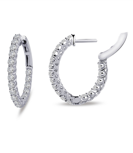Lafonn Simulated Diamond 16 MM x 20 MM Oval Inside/Out Hoop Earrings