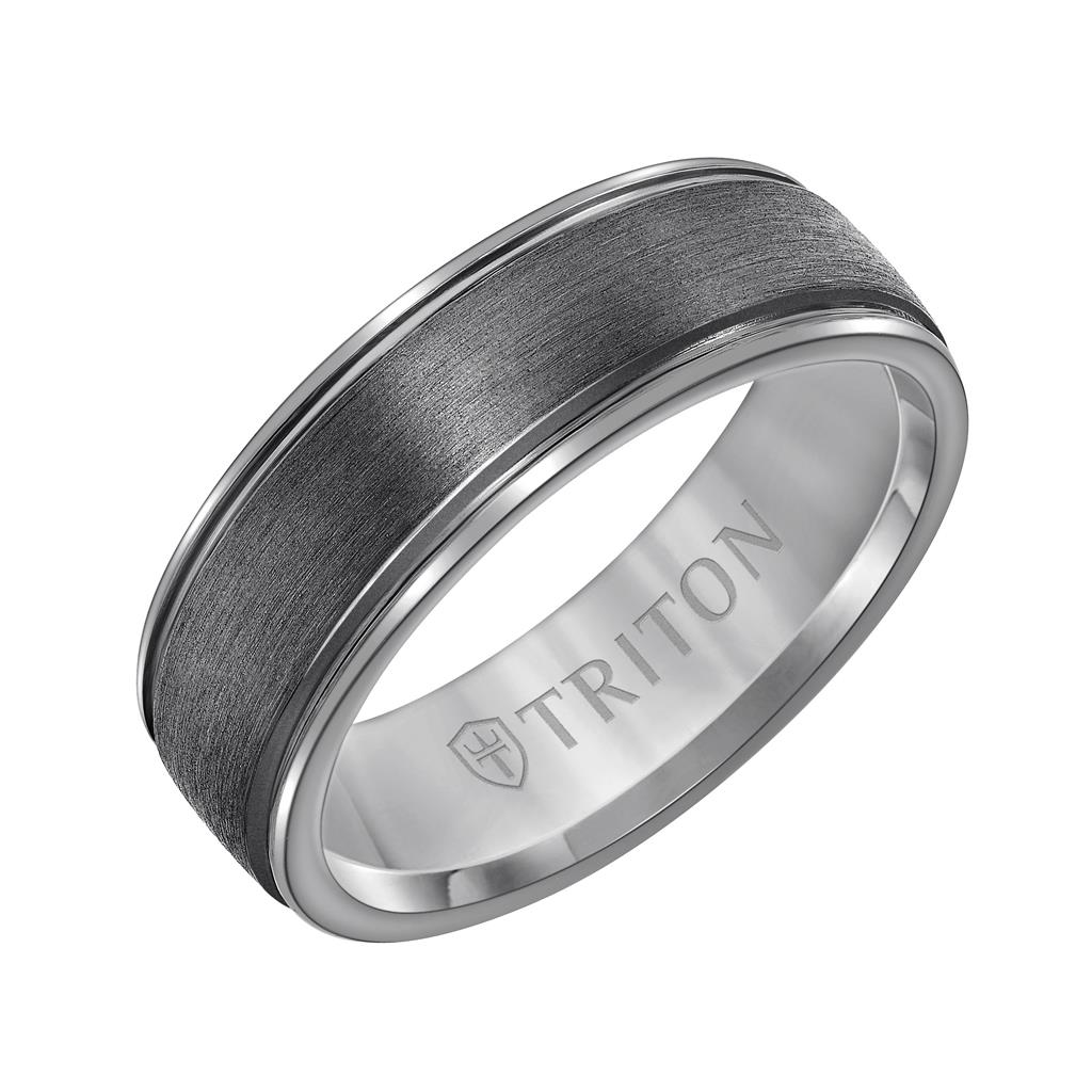 Triton Tantalum Crystaline Finish Flat Edge 7mm Wedding Band