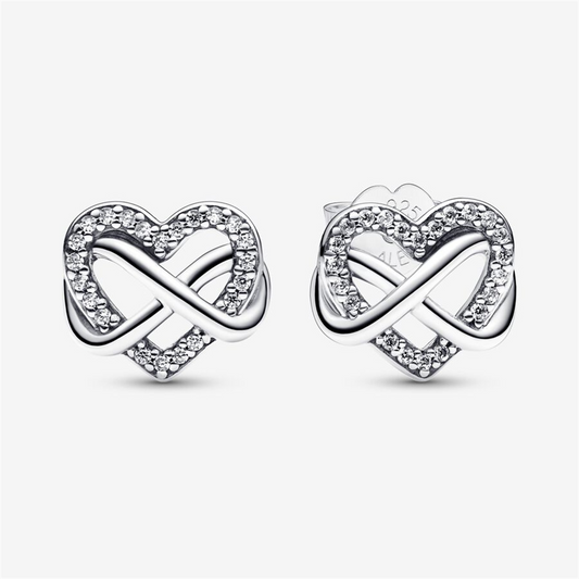 Pandora Moments Sparkling Infinity Heart Stud Earrings