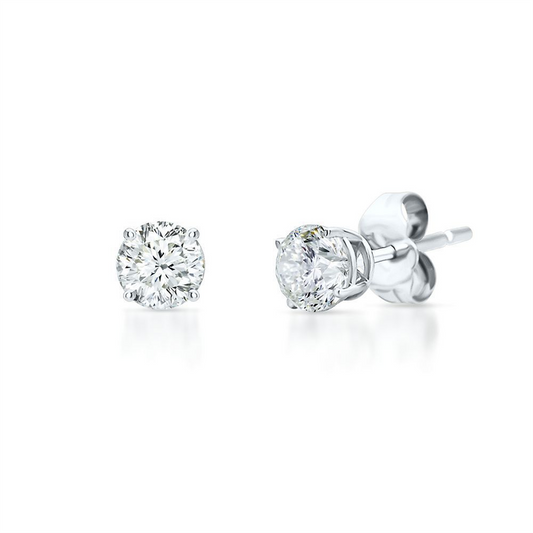 14K White Gold And .20 CT Diamond Stud Earrings