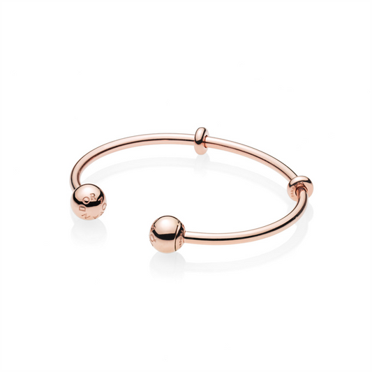 Pandora Moments Rose Open Bangle Charm Bracelet Size 2