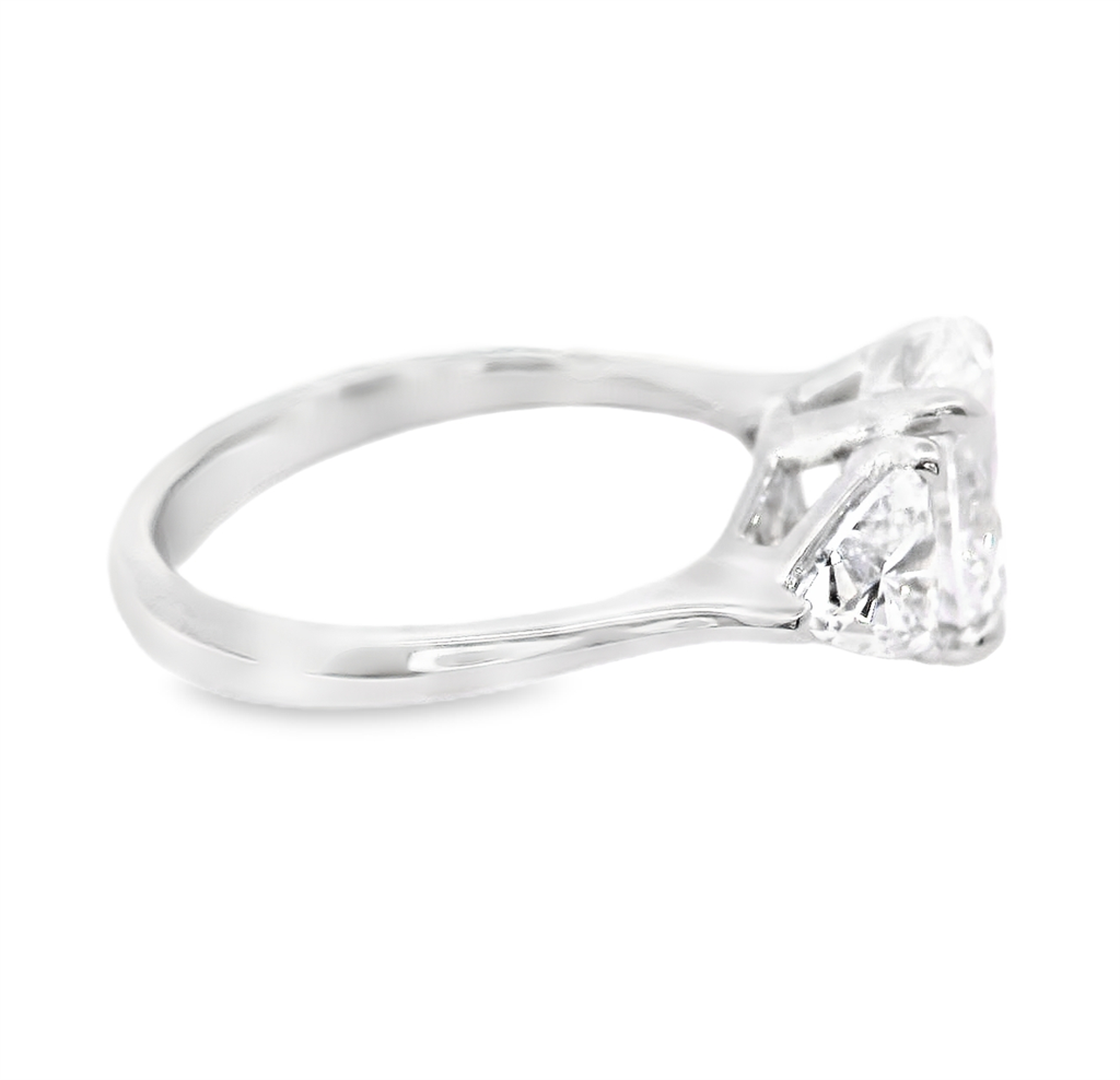 Platinum Lab Grown 3.15 CTW Brilliant Cut Oval Shaped 3 Stone Engagement Ring