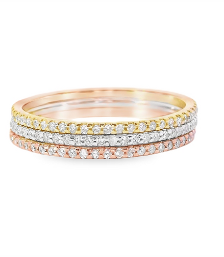 14K Tri-Color 0.57 CTW 3 Band Ring Set