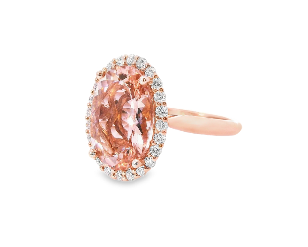 14K Rose Gold, Diamond And Morganite Fashion Ring