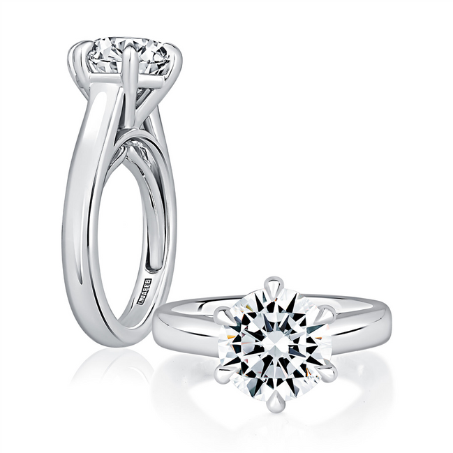 A.JAFFE 14k White Gold 3.00 CTW Round Diamond Semi-Mount Engagement Ring