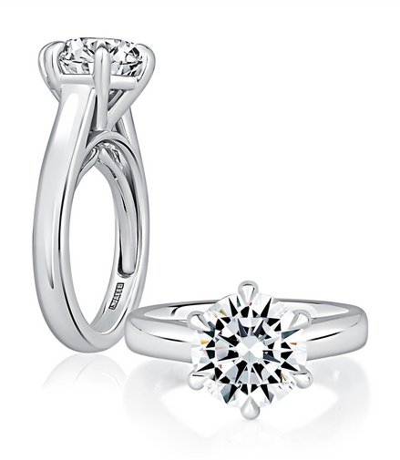A.JAFFE 14k White Gold 3.00 CTW Round Diamond Semi-Mount Engagement Ring