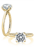 A.JAFFE 14K Gold Classic Four Prongs Solitaire Round Center Diamond Semi-Mount Engagement Ring