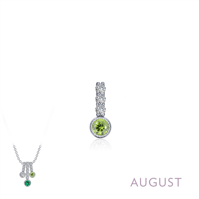 Lafonn 0.17 CTW Simulated Diamond And Peridot August Birthstone Love Pendant