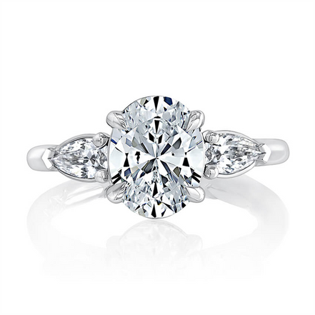 A.Jaffe Three Stone Classic Quilted Band Diamond Engagement Ring