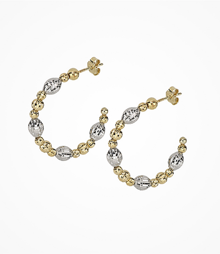 Desmos Two Tone Crystal Bloom 30" Hoop Earrings