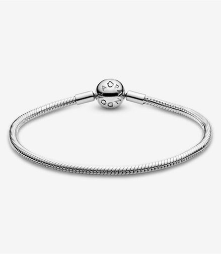 Pandora Moments Round  Clasp Snake Chain Bracelet Size 20