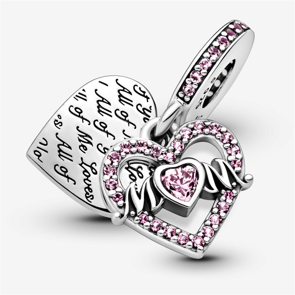 Pandora Moments Heart & Mom Dangle Charm
