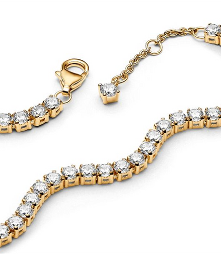 Pandora Timeless Sparkling Gold-Plated Tennis Bracelet Size 20