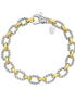Sterling Silver And 18K Yellow Gold Alternating Oval Link Italian Cable Chain Bracelet 7.25"