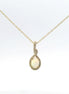14K Yellow Gold Diamond And Ethiopian Opal Oval Pendant Necklace