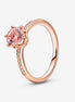 Pandora Timeless Pink Sparkling Crown Solitaire Ring Size 7