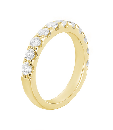14K Yellow Gold Round Natural Diamond Band