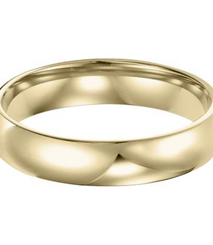 14K Yellow Gold 4MM Low Dome Comfort Fit Plain Wedding Band