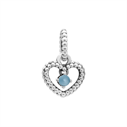 Pandora Moments December Sky Blue Beaded Heart Dangle Charm