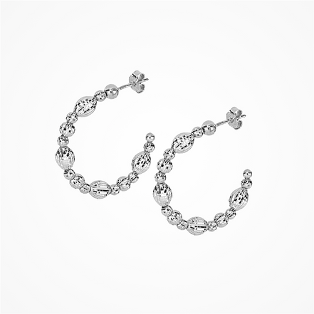 Desmos Rhodium Plated Crystal Bloom 30" Hoop Earrings
