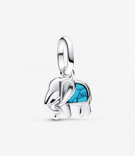 Pandora Turquoise-colored Elephant Mini Dangle Charm
