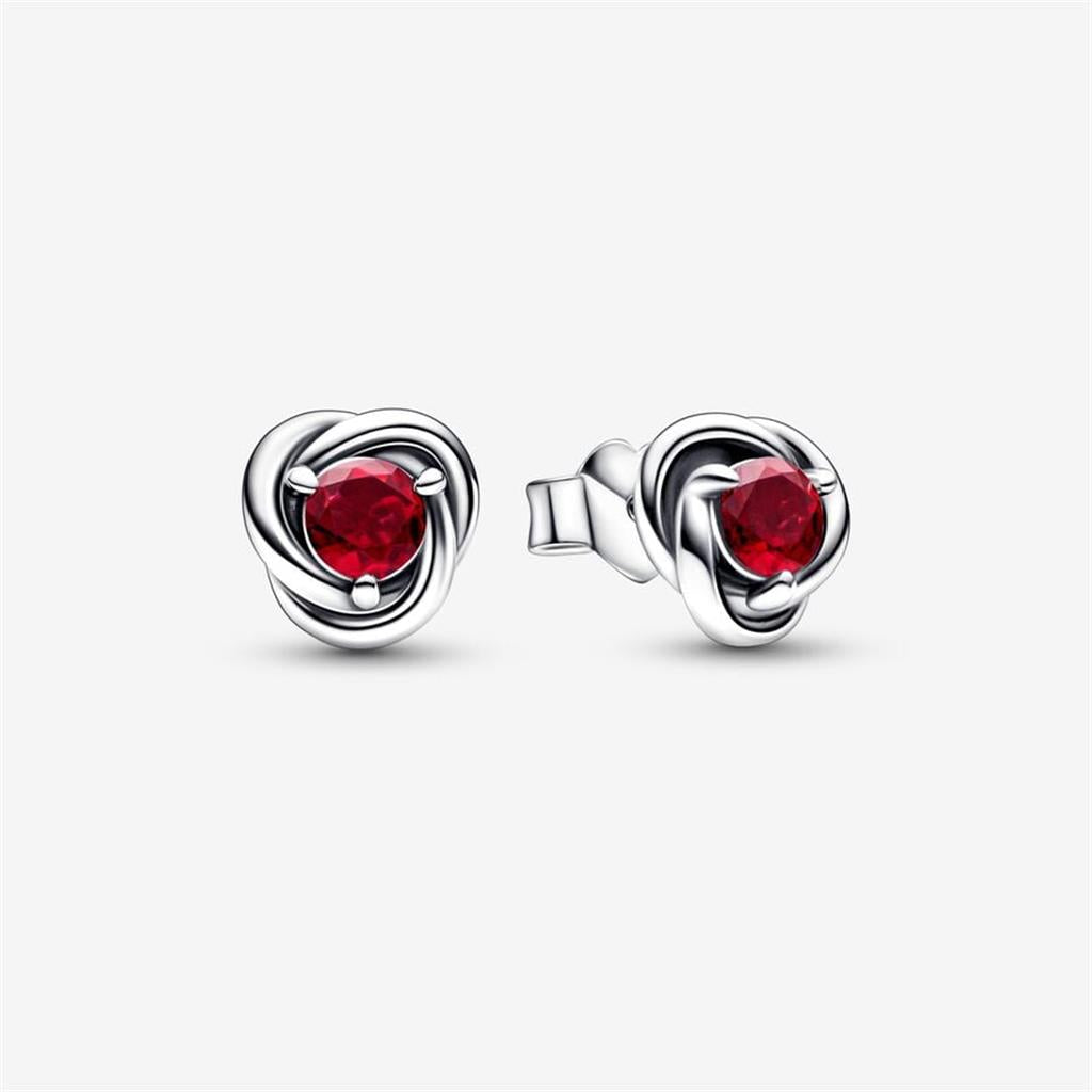 Pandora Moments July True Red Eternity Circle Stud Earrings