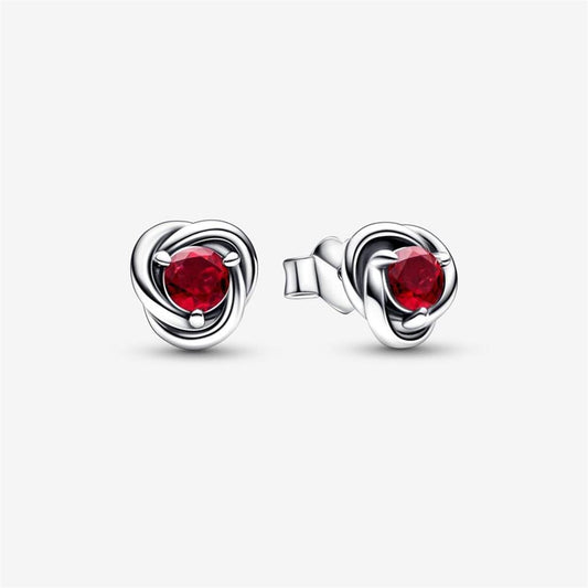 Pandora Moments July True Red Eternity Circle Stud Earrings