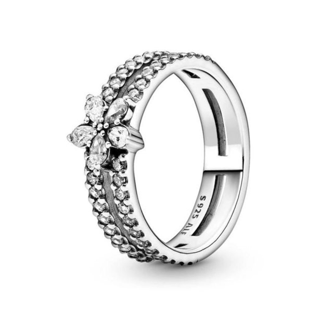 Pandora Timeless Sparkling Snowflake Double Ring Size 8.5