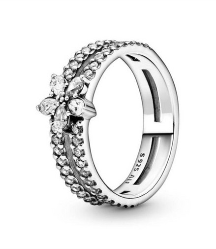 Pandora Timeless Sparkling Snowflake Double Ring Size 7.5