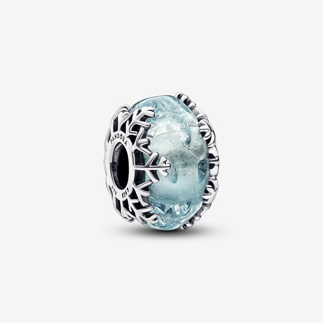 Pandora Moments Winter Blue Snowflake Murano Charm