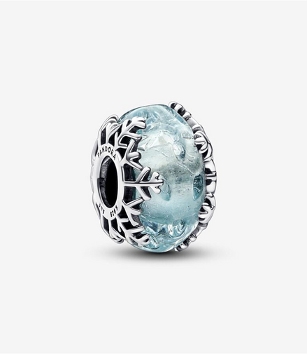 Pandora Moments Winter Blue Snowflake Murano Charm