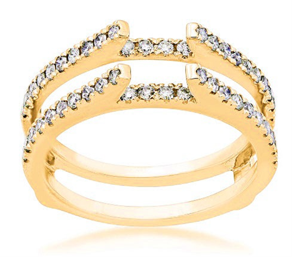 14K Yellow Gold Solitaire Diamond Enhancer Wedding Band Insert
