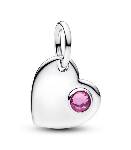Pandora Engravable Heart Pink Stone Dangle Charm