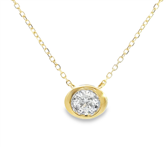 14Ky Bezel Diamond Pendant Necklace