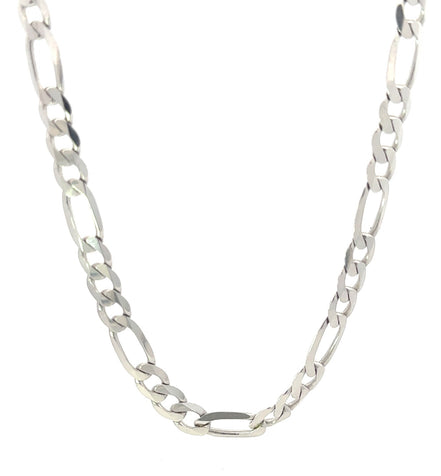 14k White Gold 24" Figaro Chain