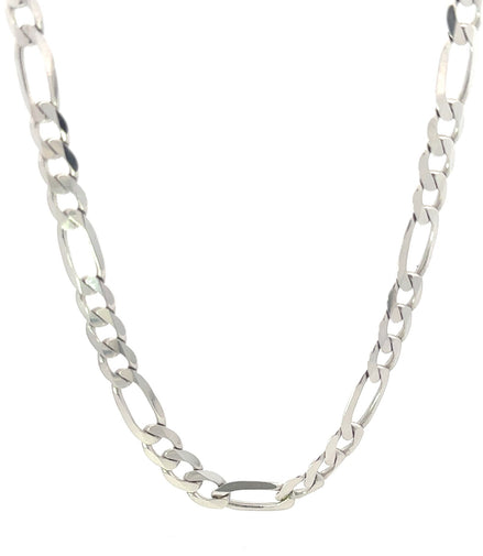 14k White Gold 24" Figaro Chain